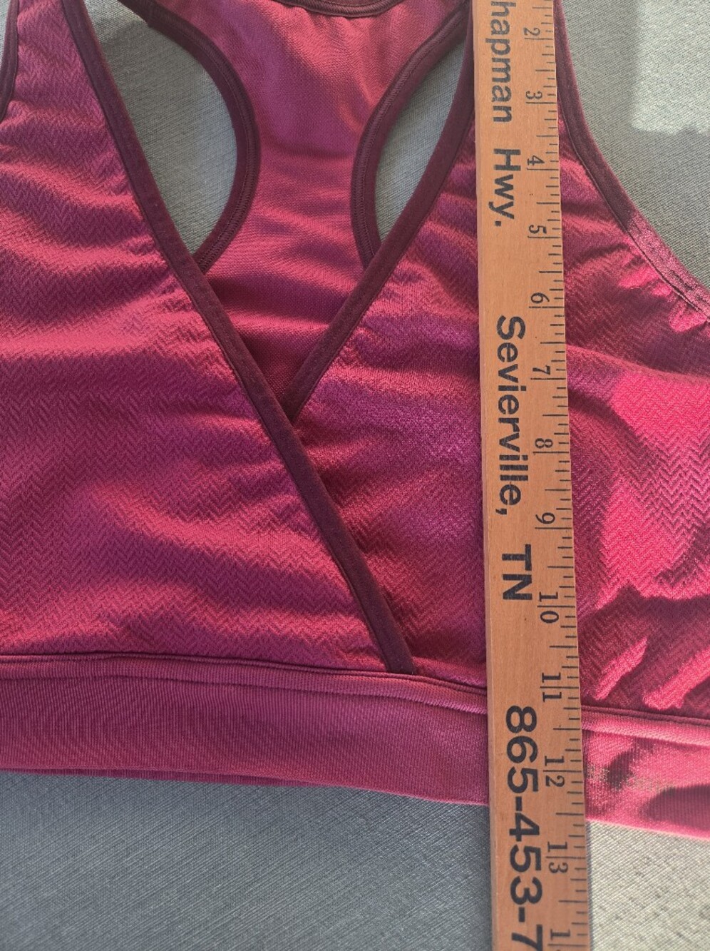 Patagonia Women’s Pink With Burgundy Trim Racerback Crossover Sports Bra. Sz XL - Picture 5 of 6